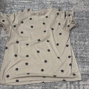 Star-Patterned Beige T-Shirt